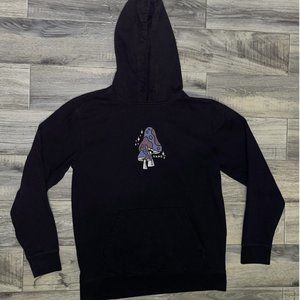 Vans Off The Wall Medium Black Embroidered Mushroom Pullover Hoodie Sweatshirt
